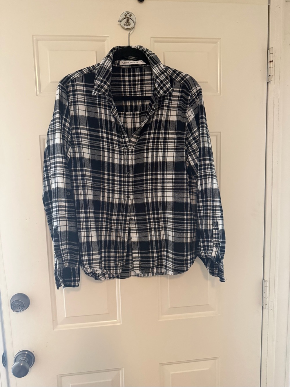 Calvin Klein Jeans Black & White Plaid Button-Down Shirt